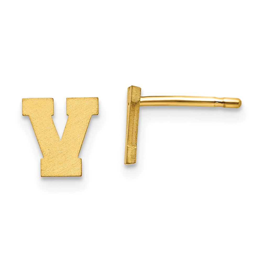 14K Gelbgold 14ky Gebürstet Buchstabe V Initiale Ohrstecker