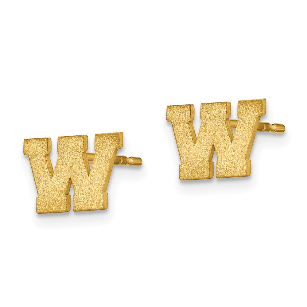 14K Gelbgold 14ky Gebürstet Buchstabe W Initiale Ohrstecker