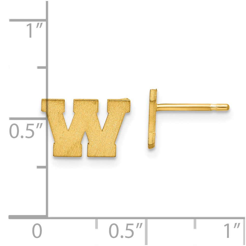 14K Gelbgold 14ky Gebürstet Buchstabe W Initiale Ohrstecker