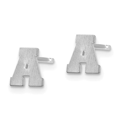 14K Weißgold 14kw Gebürstet Buchstabe A Initiale Ohrstecker
