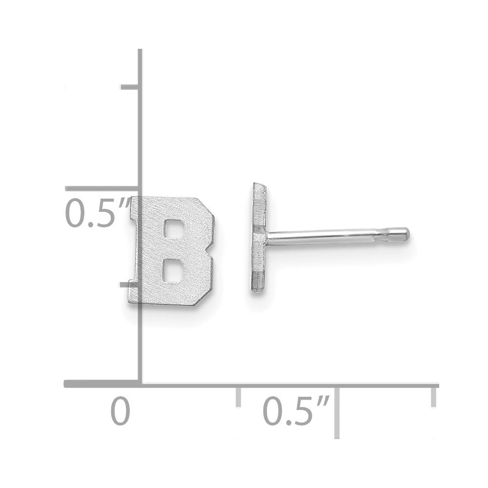 14K Weißgold 14kw Gebürstet Buchstabe B Initiale Ohrstecker