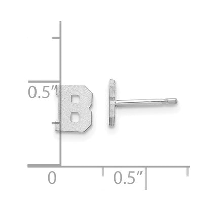 14K Weißgold 14kw Gebürstet Buchstabe B Initiale Ohrstecker