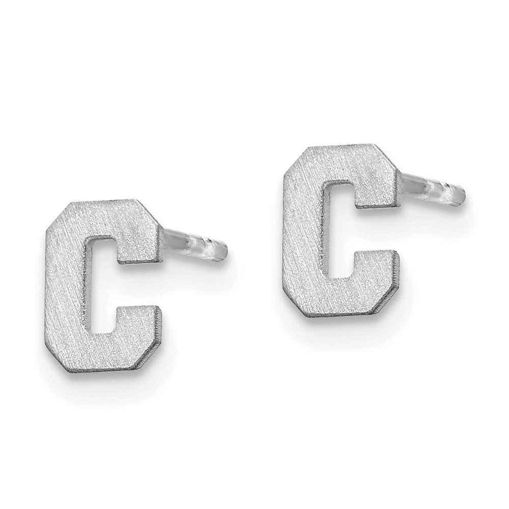 Sterlingsilber Rhodiniert Gebürstet Buchstabe C Initiale Ohrstecker