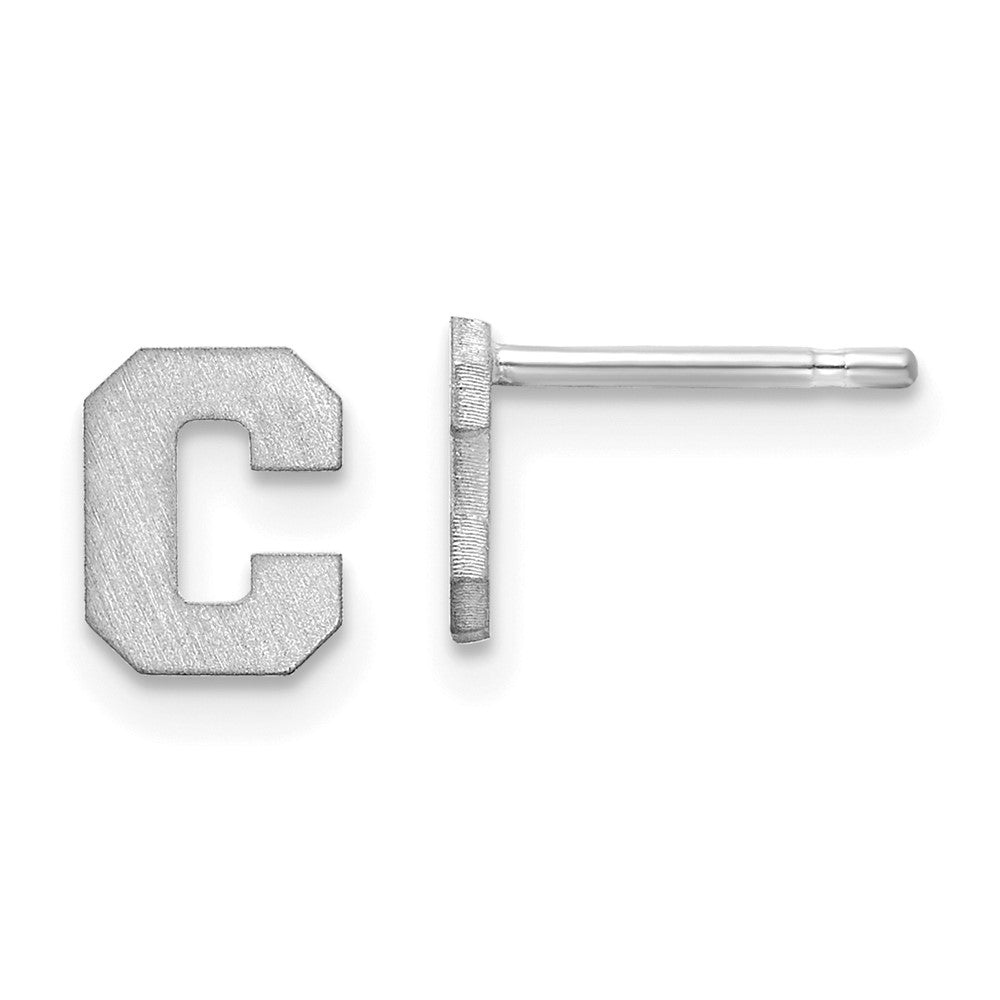 Sterlingsilber Rhodiniert Gebürstet Buchstabe C Initiale Ohrstecker