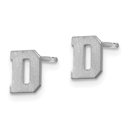 Sterlingsilber Rhodiniert Gebürstet Buchstabe D Initiale Ohrstecker