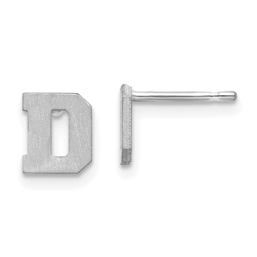 14K Weißgold 14kw Gebürstet Buchstabe D Initiale Ohrstecker