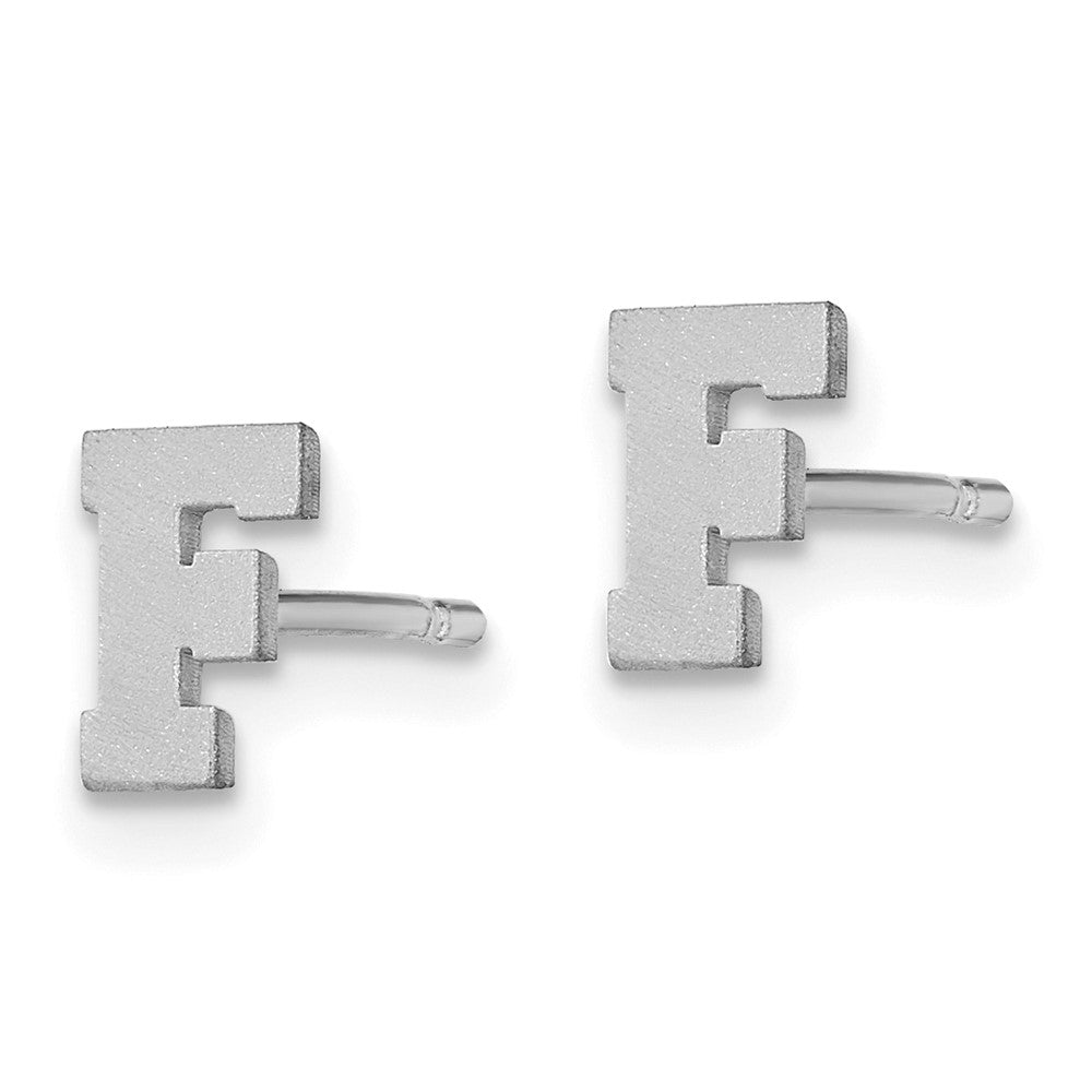 Sterlingsilber Rhodiniert Gebürstet Buchstabe F Initiale Ohrstecker