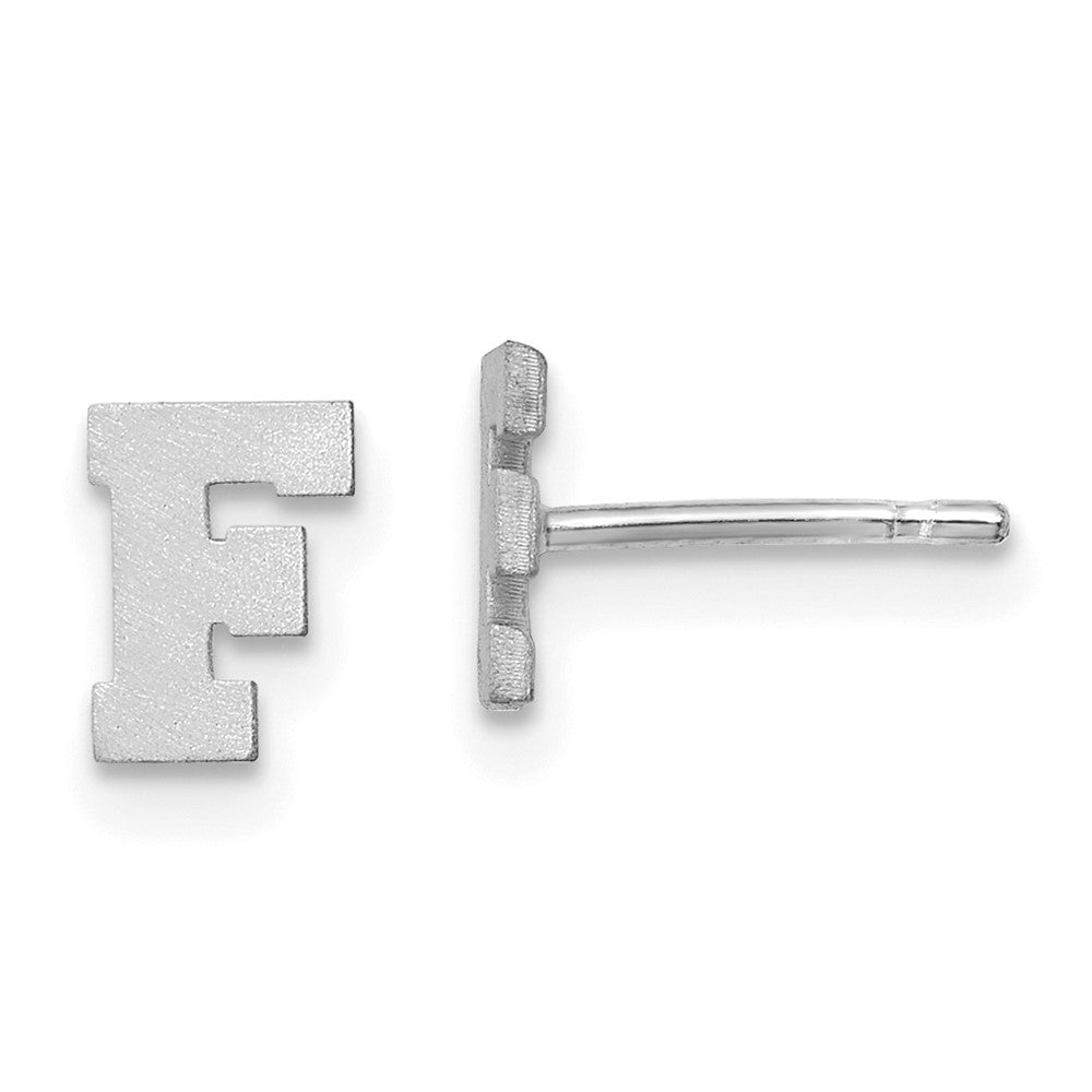 Sterlingsilber Rhodiniert Gebürstet Buchstabe F Initiale Ohrstecker