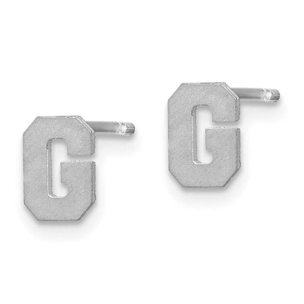 14K Weißgold 14kw Gebürstet Buchstabe G Initiale Ohrstecker