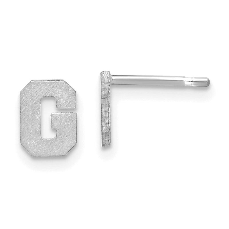 14K Weißgold 14kw Gebürstet Buchstabe G Initiale Ohrstecker