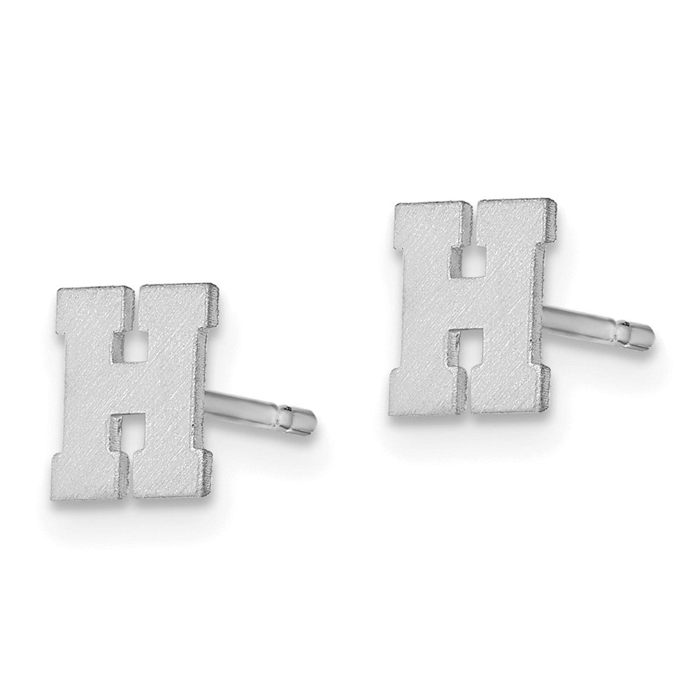 14K Weißgold 14kw Gebürstet Buchstabe H Initiale Ohrstecker