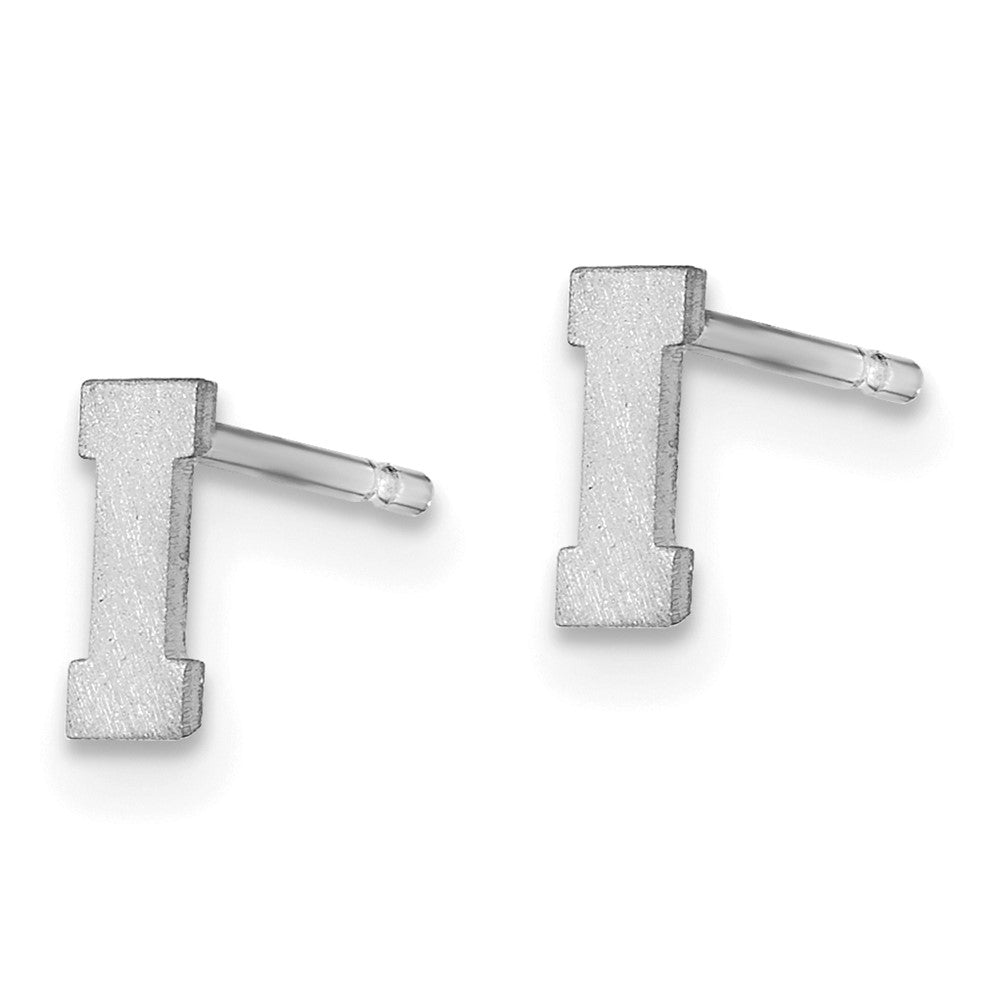Sterlingsilber Rhodiniert Gebürstet Buchstabe I Initiale Ohrstecker