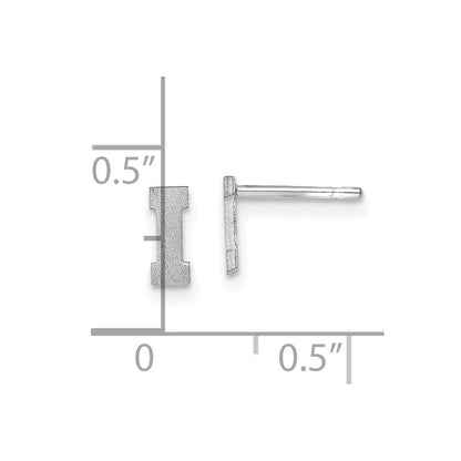 Sterlingsilber Rhodiniert Gebürstet Buchstabe I Initiale Ohrstecker
