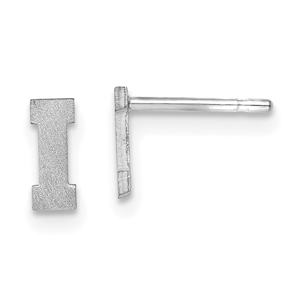Sterlingsilber Rhodiniert Gebürstet Buchstabe I Initiale Ohrstecker