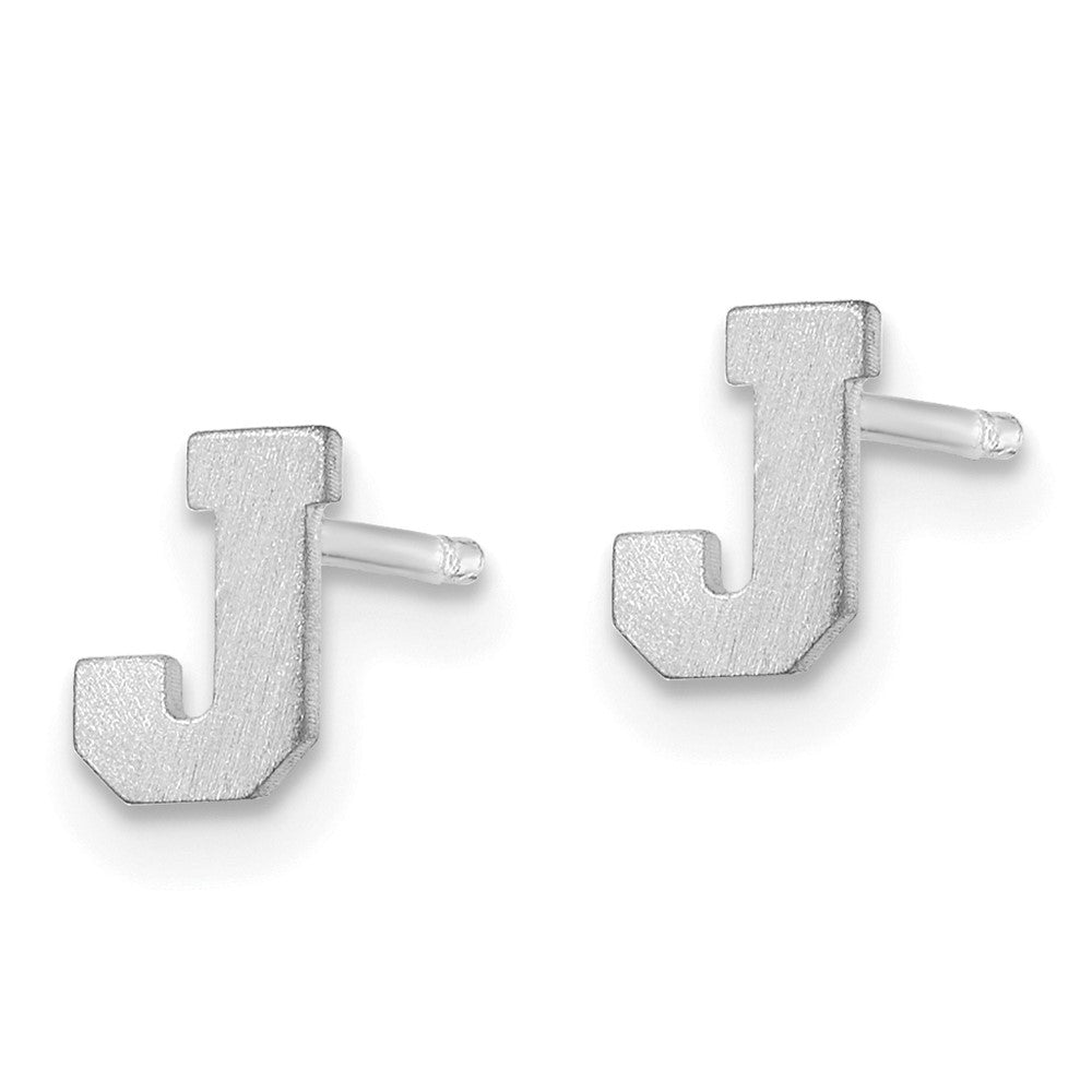 14K Weißgold 14kw Gebürstet Buchstabe J Initiale Ohrstecker