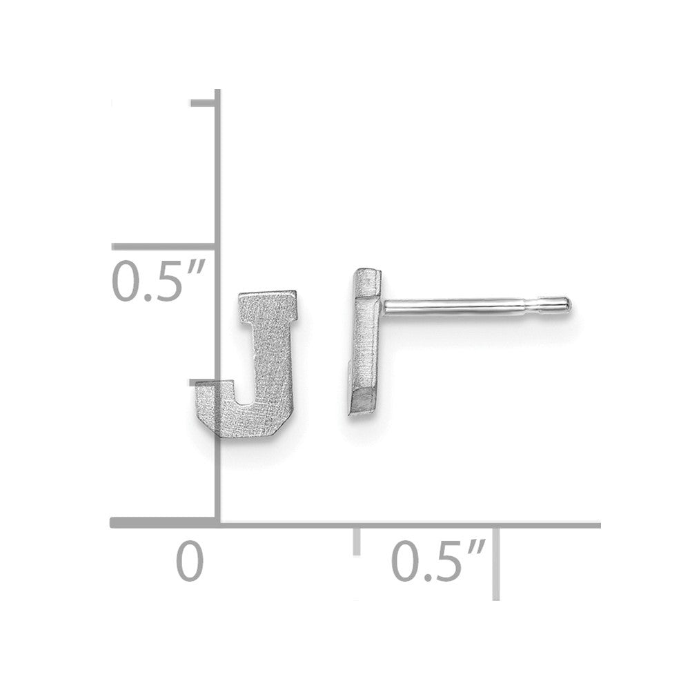 14K Weißgold 14kw Gebürstet Buchstabe J Initiale Ohrstecker