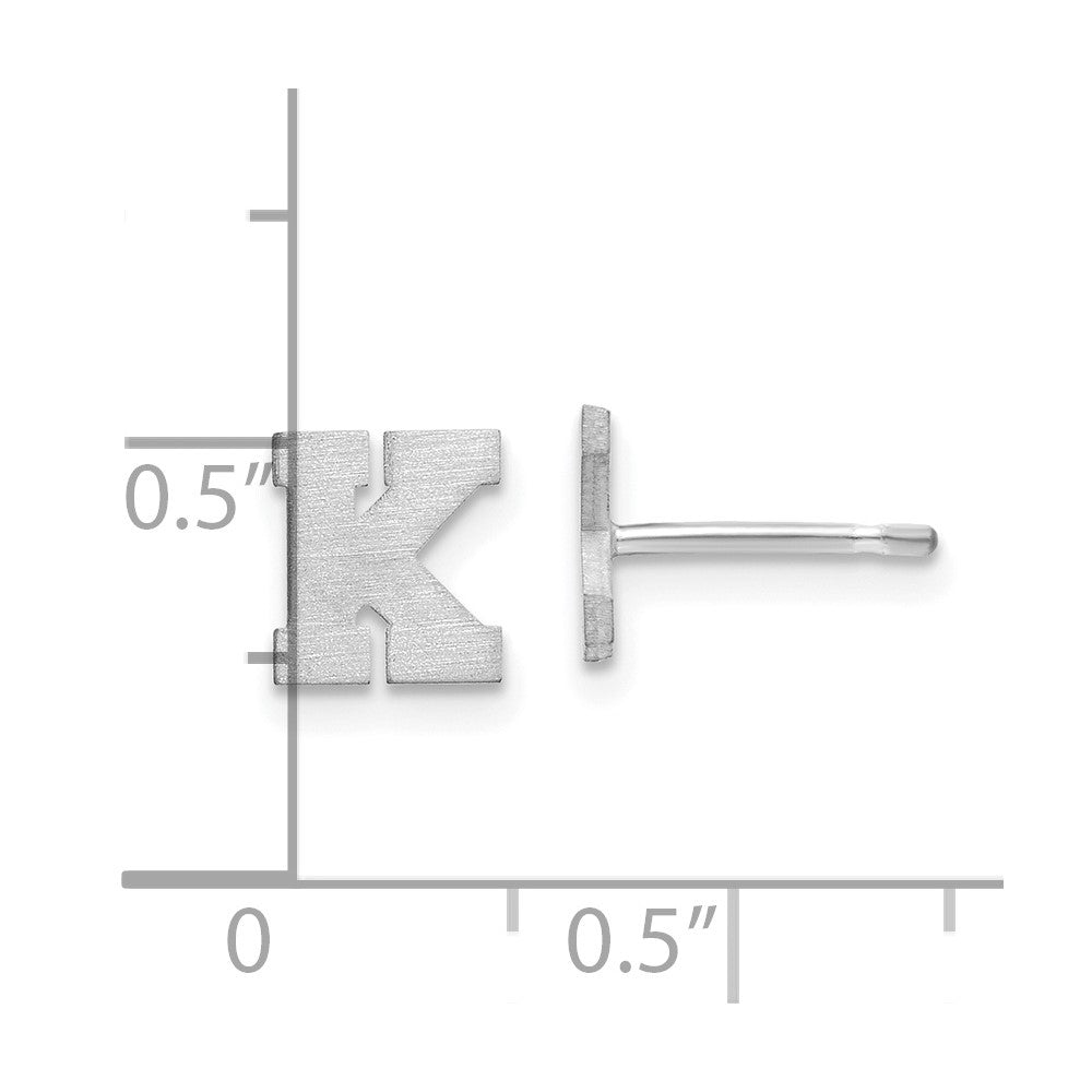 Sterlingsilber Rhodiniert Gebürstet Buchstabe K Initiale Ohrstecker