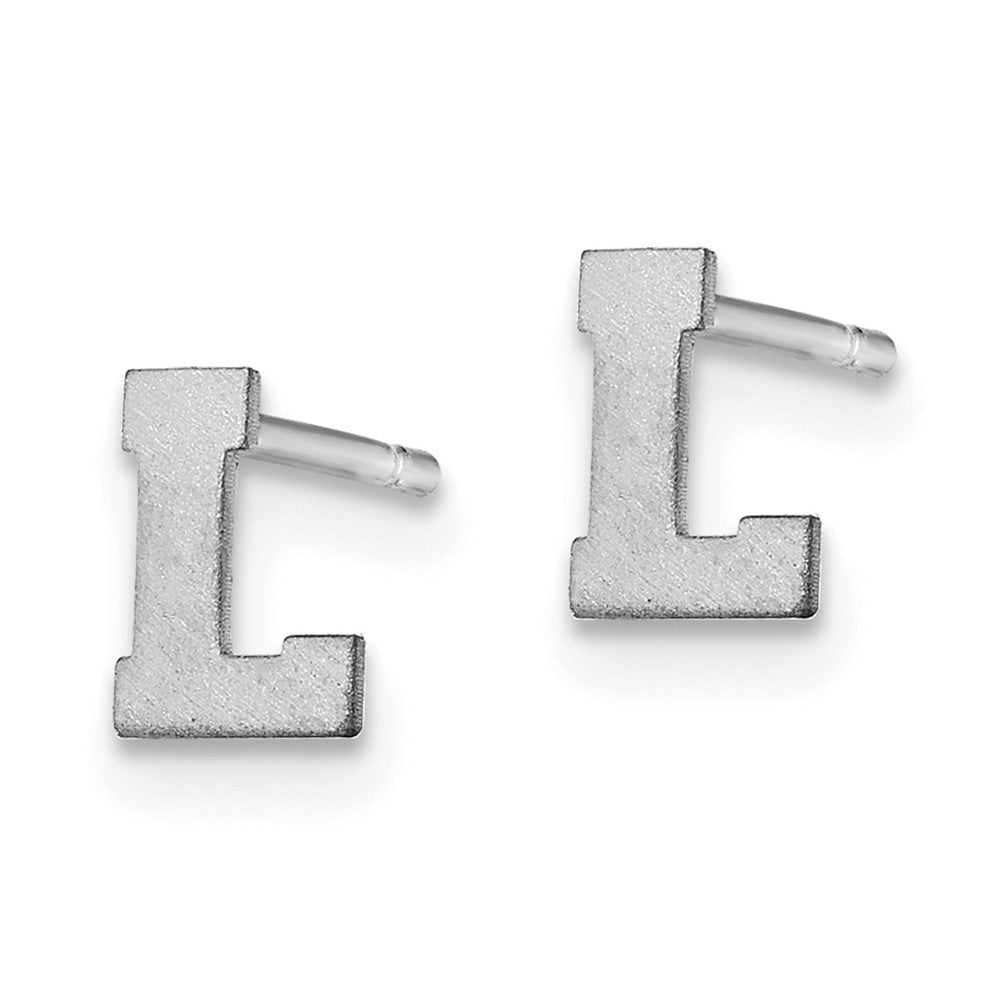 14K Weißgold 14kw Gebürstet Buchstabe L Initiale Ohrstecker