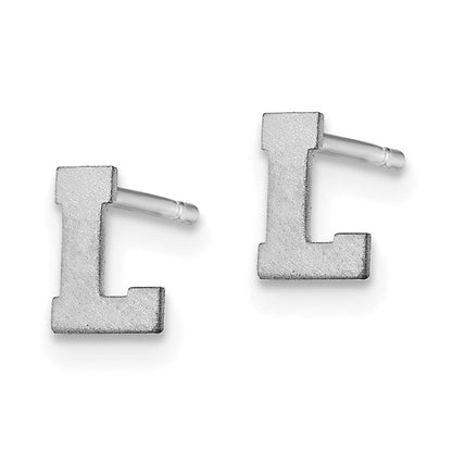 14K Weißgold 14kw Gebürstet Buchstabe L Initiale Ohrstecker
