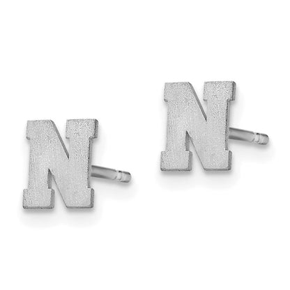 Sterlingsilber Rhodiniert Gebürstet Buchstabe N Initiale Ohrstecker