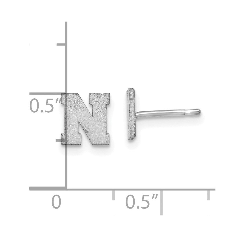 Sterlingsilber Rhodiniert Gebürstet Buchstabe N Initiale Ohrstecker