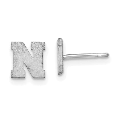 14K Weißgold 14kw Gebürstet Buchstabe N Initiale Ohrstecker