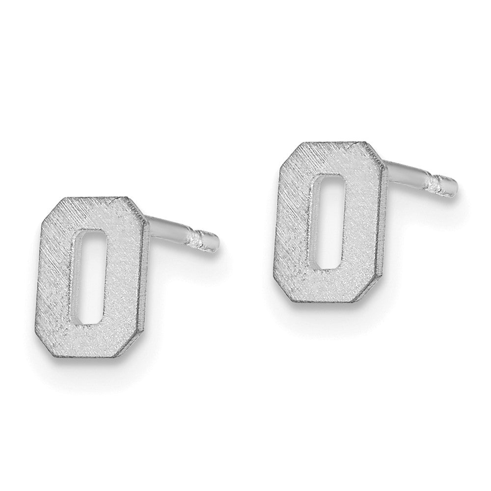 Sterlingsilber Rhodiniert Gebürstet Buchstabe O Initiale Ohrstecker