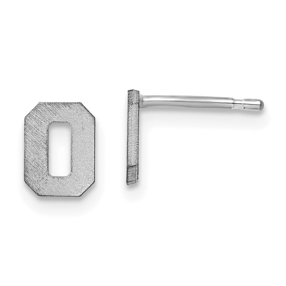 Sterlingsilber Rhodiniert Gebürstet Buchstabe O Initiale Ohrstecker