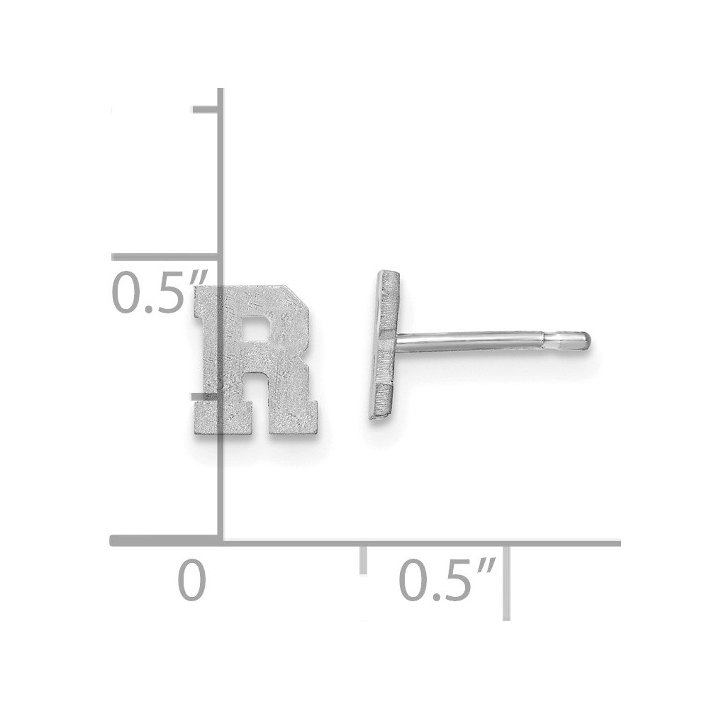 14K Weißgold 14kw Gebürstet Buchstabe R Initiale Ohrstecker