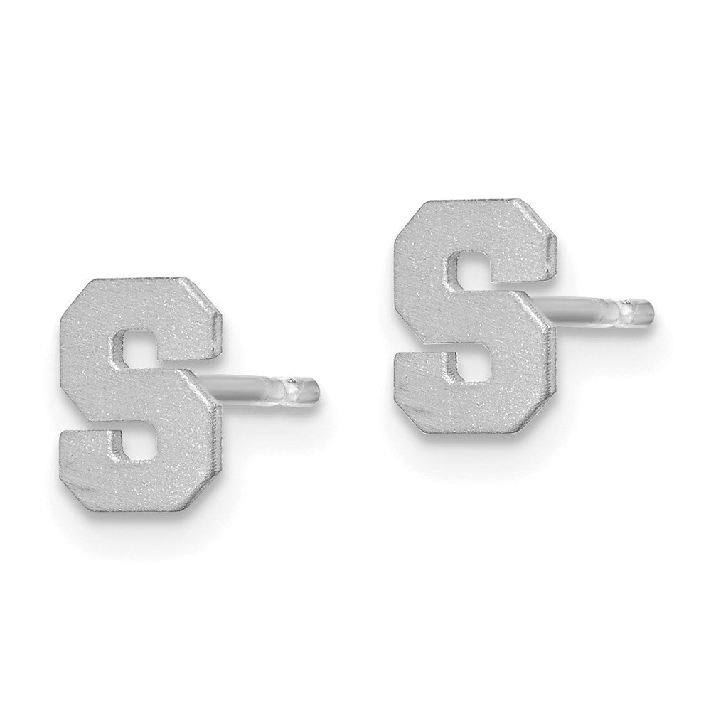 14K Weißgold 14kw Gebürstet Buchstabe S Initiale Ohrstecker