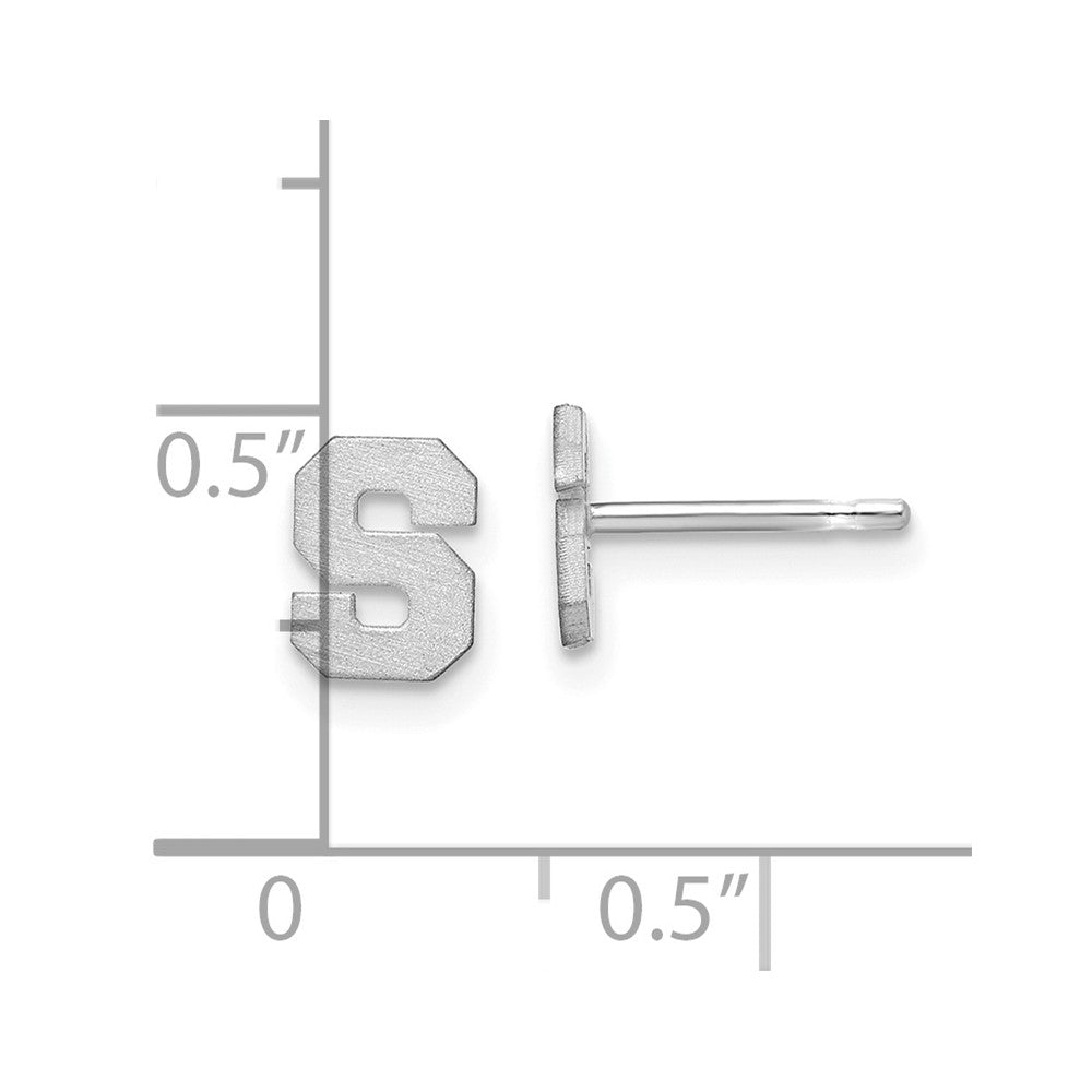 14K Weißgold 14kw Gebürstet Buchstabe S Initiale Ohrstecker