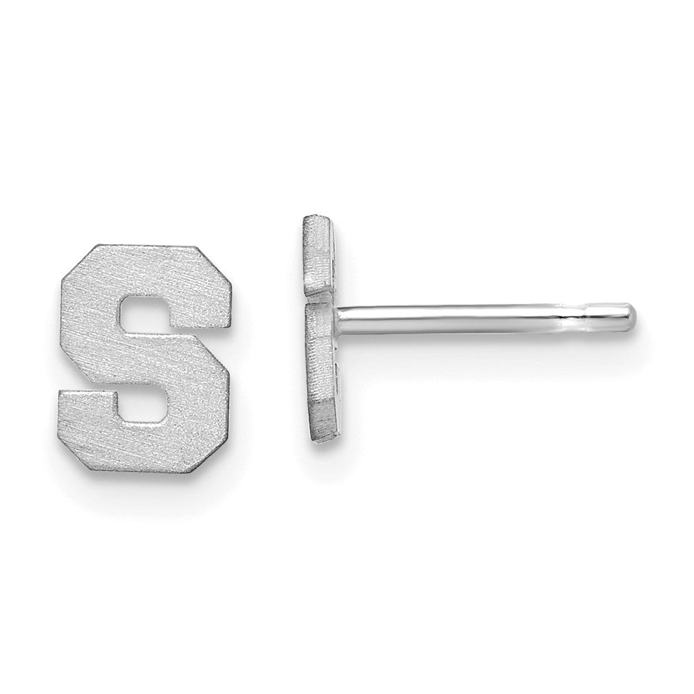14K Weißgold 14kw Gebürstet Buchstabe S Initiale Ohrstecker