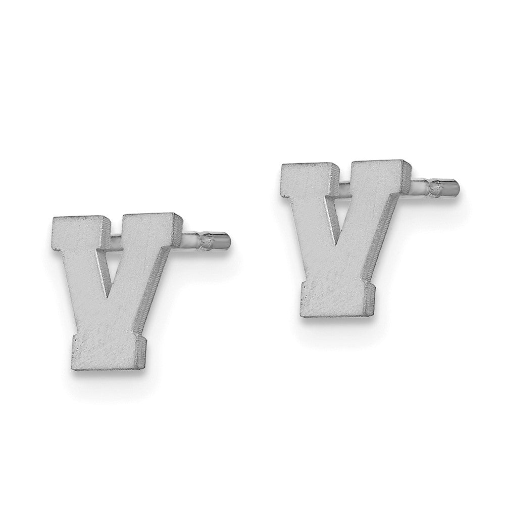 Sterlingsilber Rhodiniert Gebürstet Buchstabe V Initiale Ohrstecker