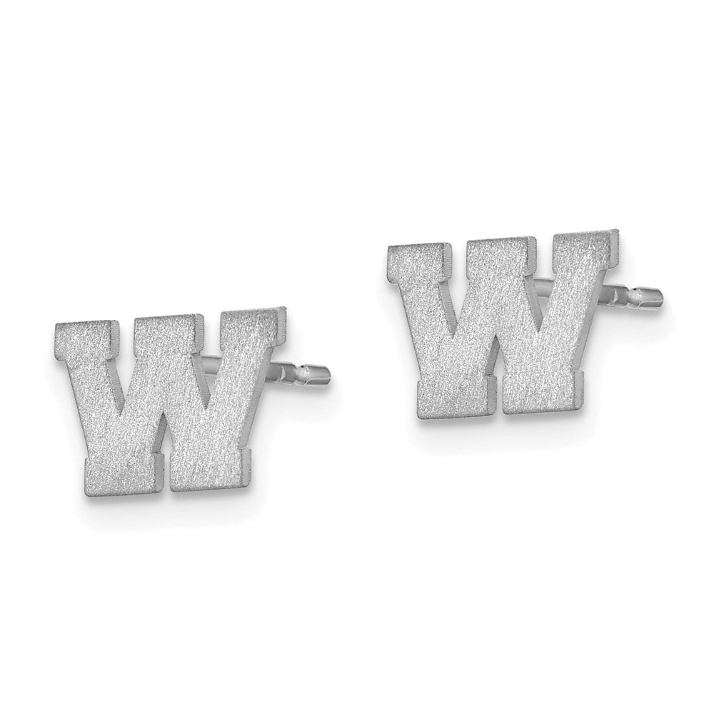 14K Weißgold 14kw Gebürstet Buchstabe W Initiale Ohrstecker