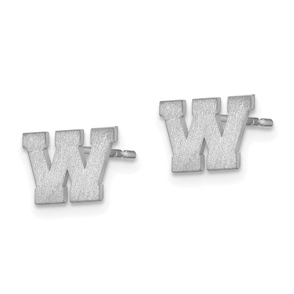 14K Weißgold 14kw Gebürstet Buchstabe W Initiale Ohrstecker