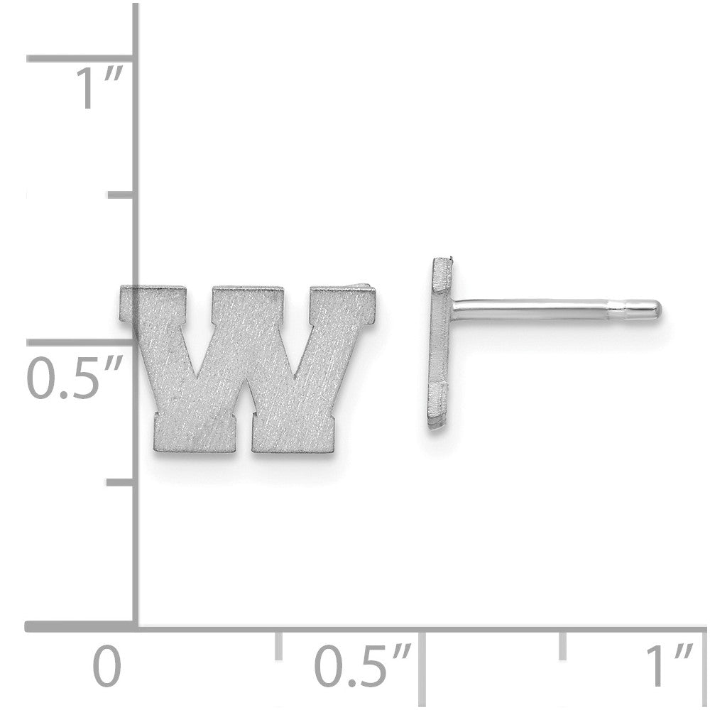 14K Weißgold 14kw Gebürstet Buchstabe W Initiale Ohrstecker