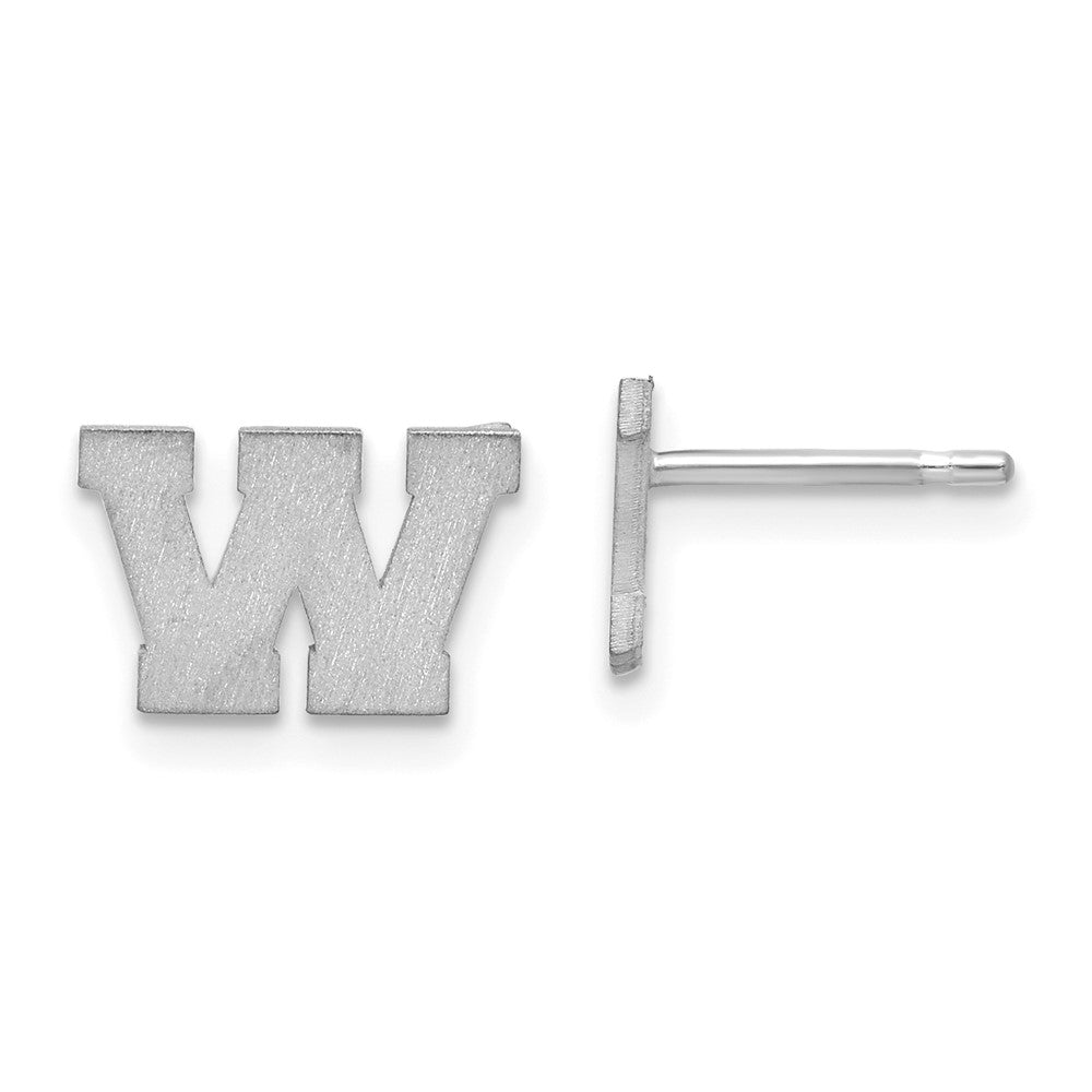 14K Weißgold 14kw Gebürstet Buchstabe W Initiale Ohrstecker