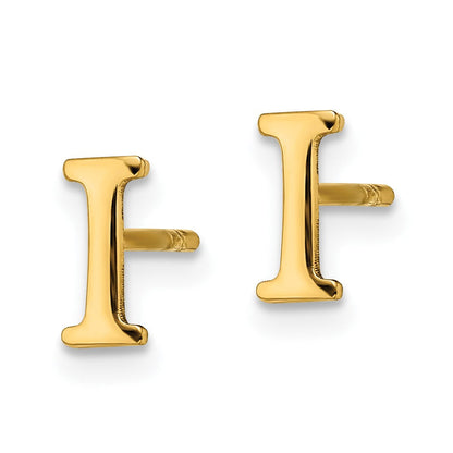14K Gelbgold 14ky Buchstabe I Initiale Ohrstecker