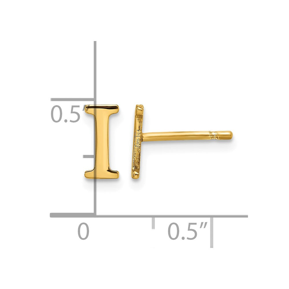 14K Gelbgold 14ky Buchstabe I Initiale Ohrstecker