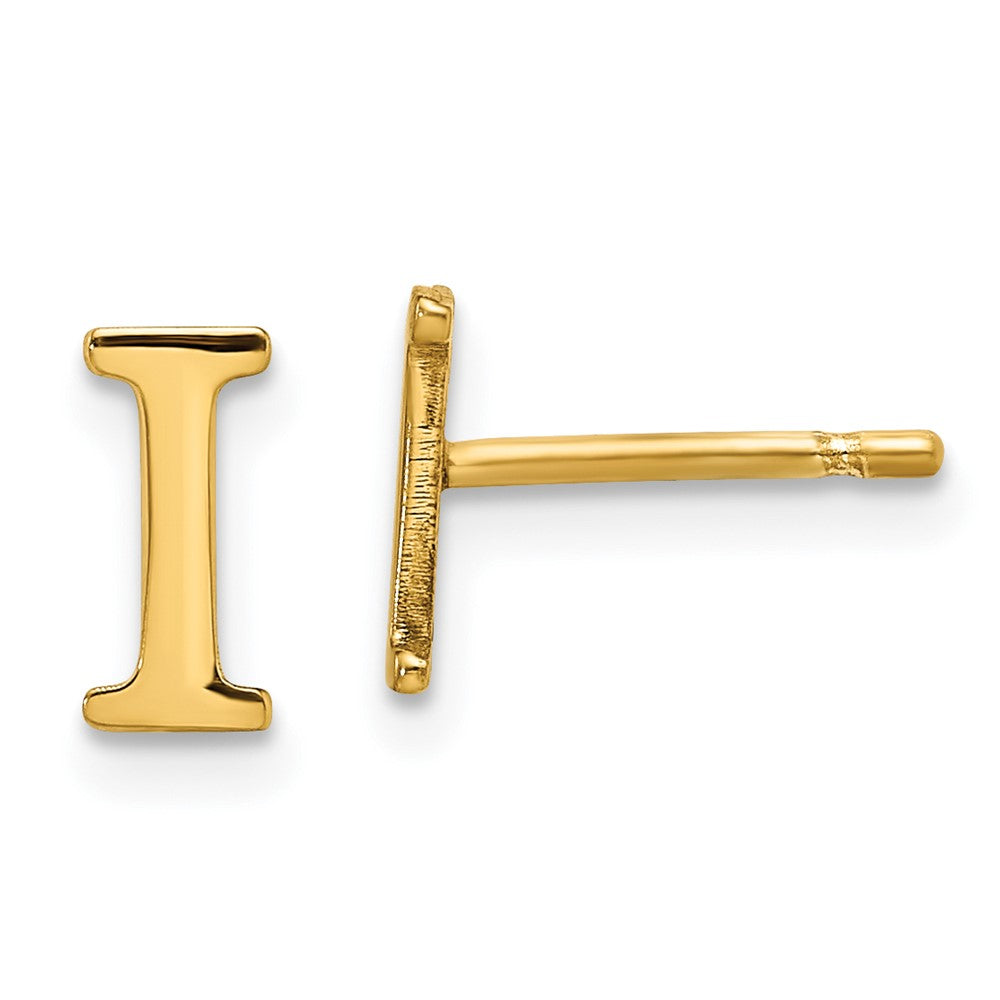 14K Gelbgold 14ky Buchstabe I Initiale Ohrstecker