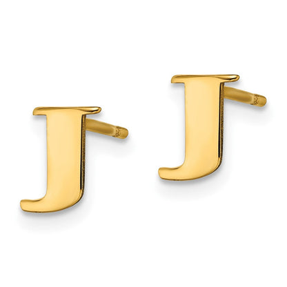 Vergoldet Sterlingsilber Buchstabe J Initiale Ohrstecker