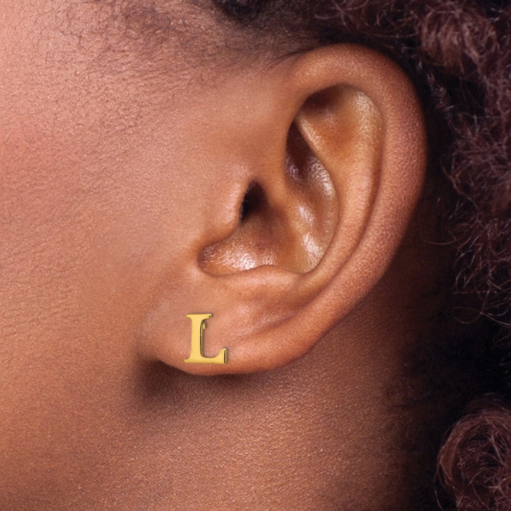 Vergoldet Sterlingsilber Buchstabe L Initiale Ohrstecker