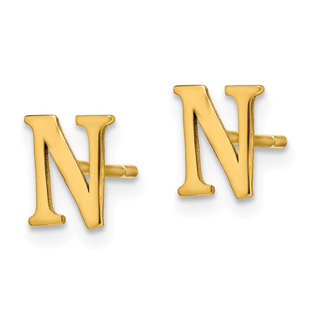 Vergoldet Sterlingsilber Buchstabe N Initiale Ohrstecker