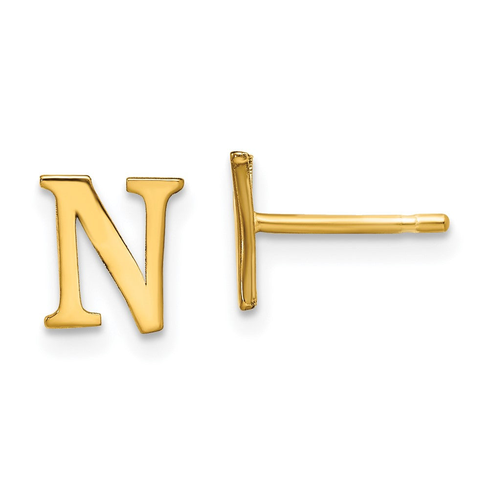 Vergoldet Sterlingsilber Buchstabe N Initiale Ohrstecker