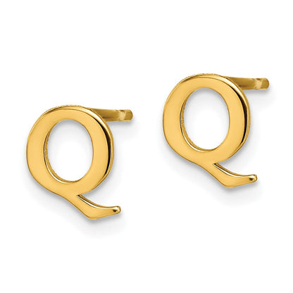 Vergoldet Sterlingsilber Buchstabe Q Initiale Ohrstecker