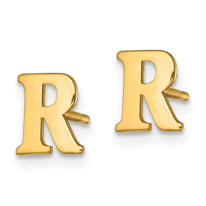 Vergoldet Sterlingsilber Buchstabe R Initiale Ohrstecker