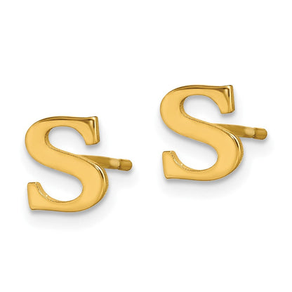 Vergoldet Sterlingsilber Buchstabe S Initiale Ohrstecker