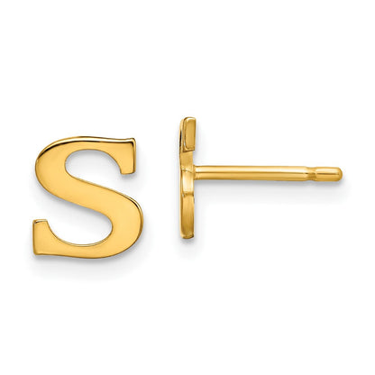 Vergoldet Sterlingsilber Buchstabe S Initiale Ohrstecker