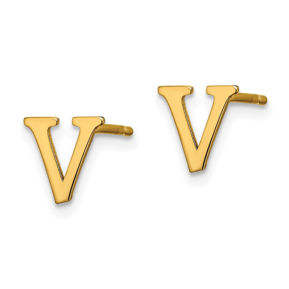 Vergoldet Sterlingsilber Buchstabe V Initiale Ohrstecker