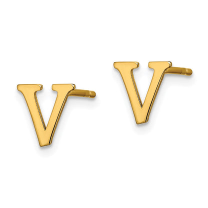 Vergoldet Sterlingsilber Buchstabe V Initiale Ohrstecker